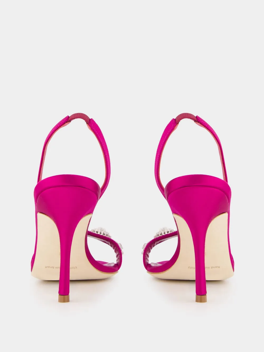 Pink Satin Embellished Slingback Sandals