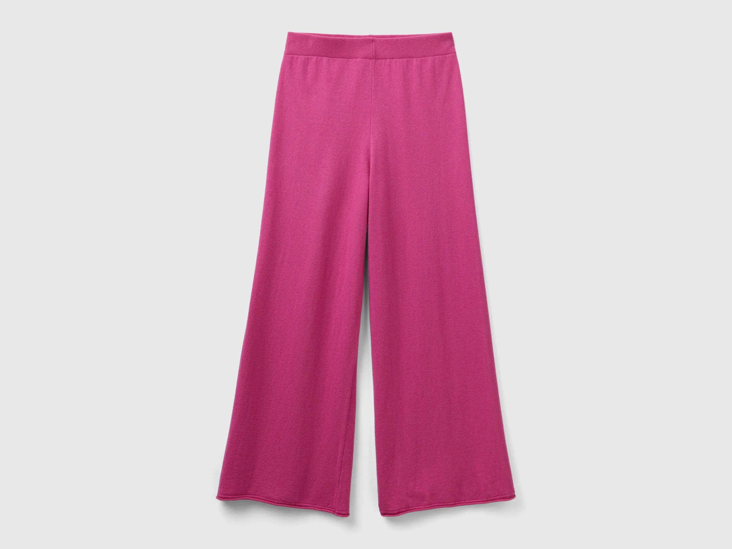 Pink wide trousers in cashmere and wool blend - Pink | Benetton