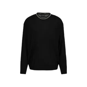 PLAIN-KNIT VIRGIN-WOOL JUMPER WITH JACQU