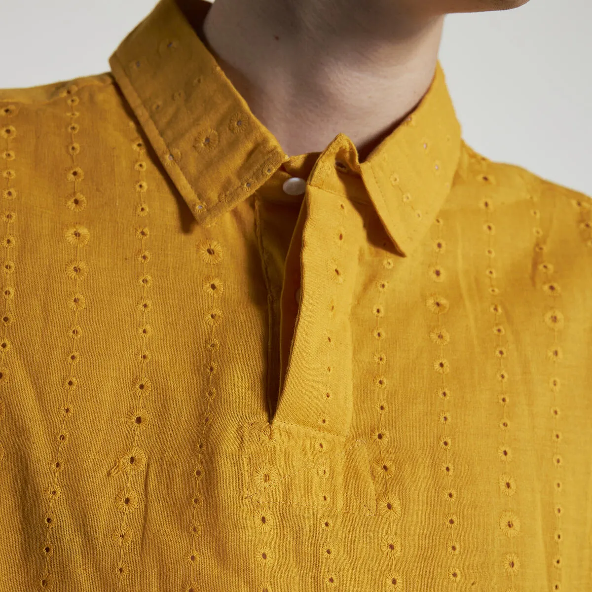 PLEASURES CLARITY WOVEN POLO - YELLOW