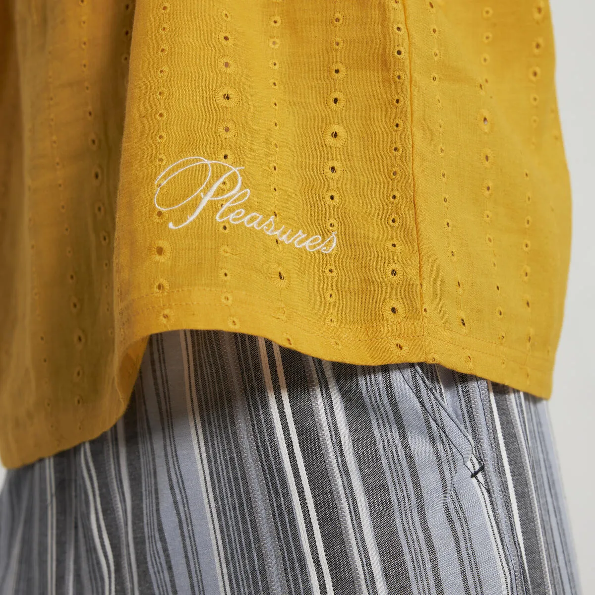 PLEASURES CLARITY WOVEN POLO - YELLOW