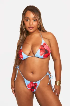 Plus Floral Triangle Bikini Set