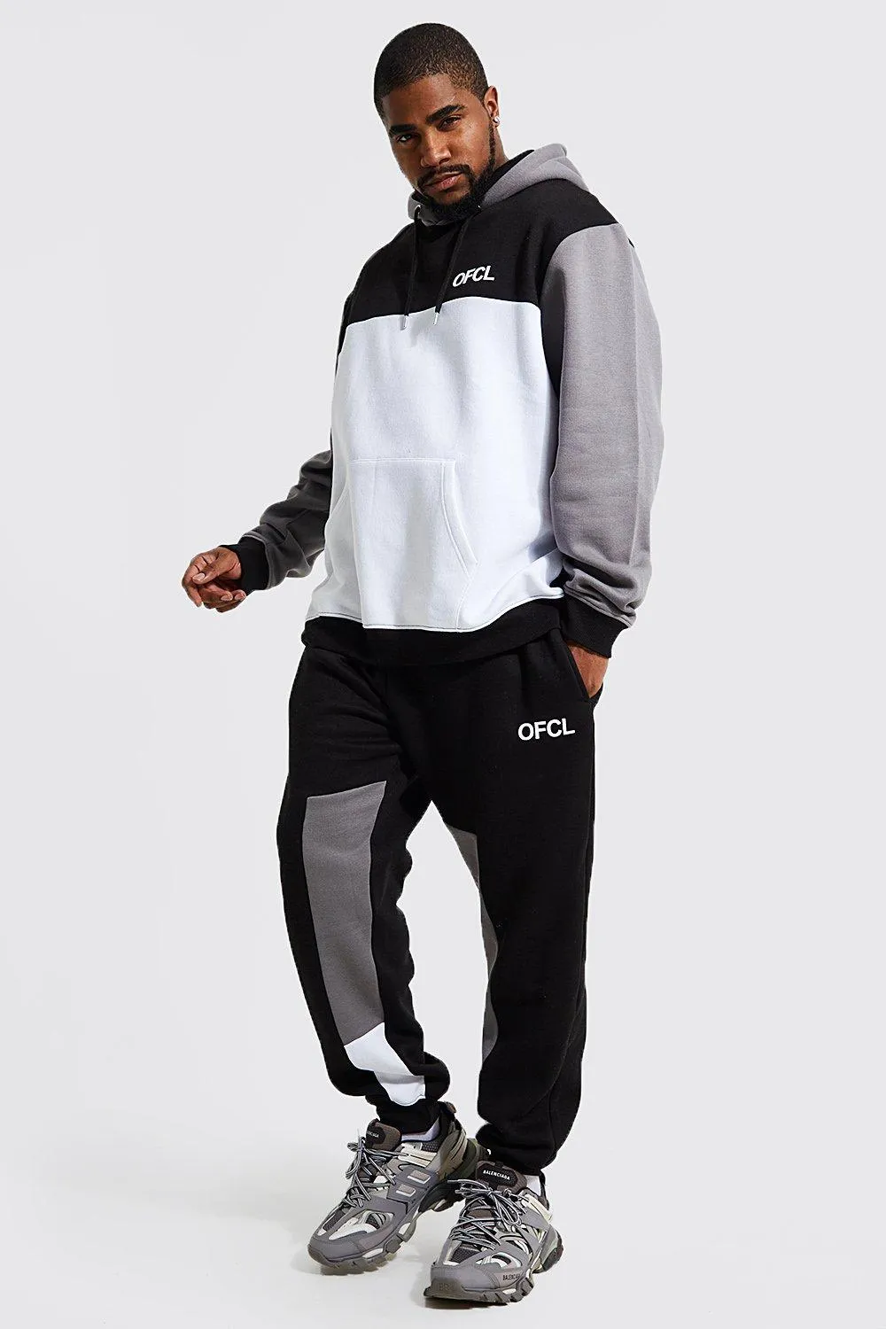 Plus Ofcl Colour Block Tracksuit | boohooMAN UK