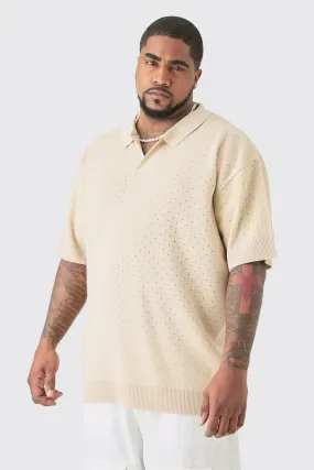 Plus Oversized Revere Crochet Polo