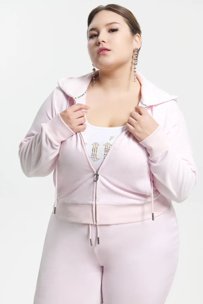 Plus-Size Mixed Jewels Velour Hoodie