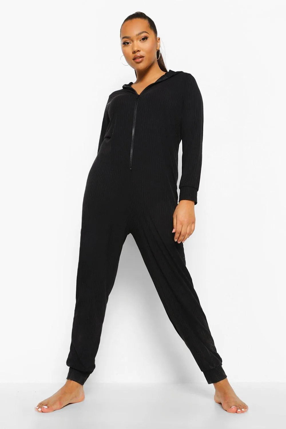 Plus Soft Rib Hoodie Onesie