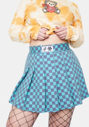 Plus Teal Checkboard Skirt-
