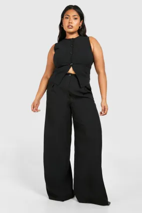 Plus Woven Tailored Wide Leg Pants