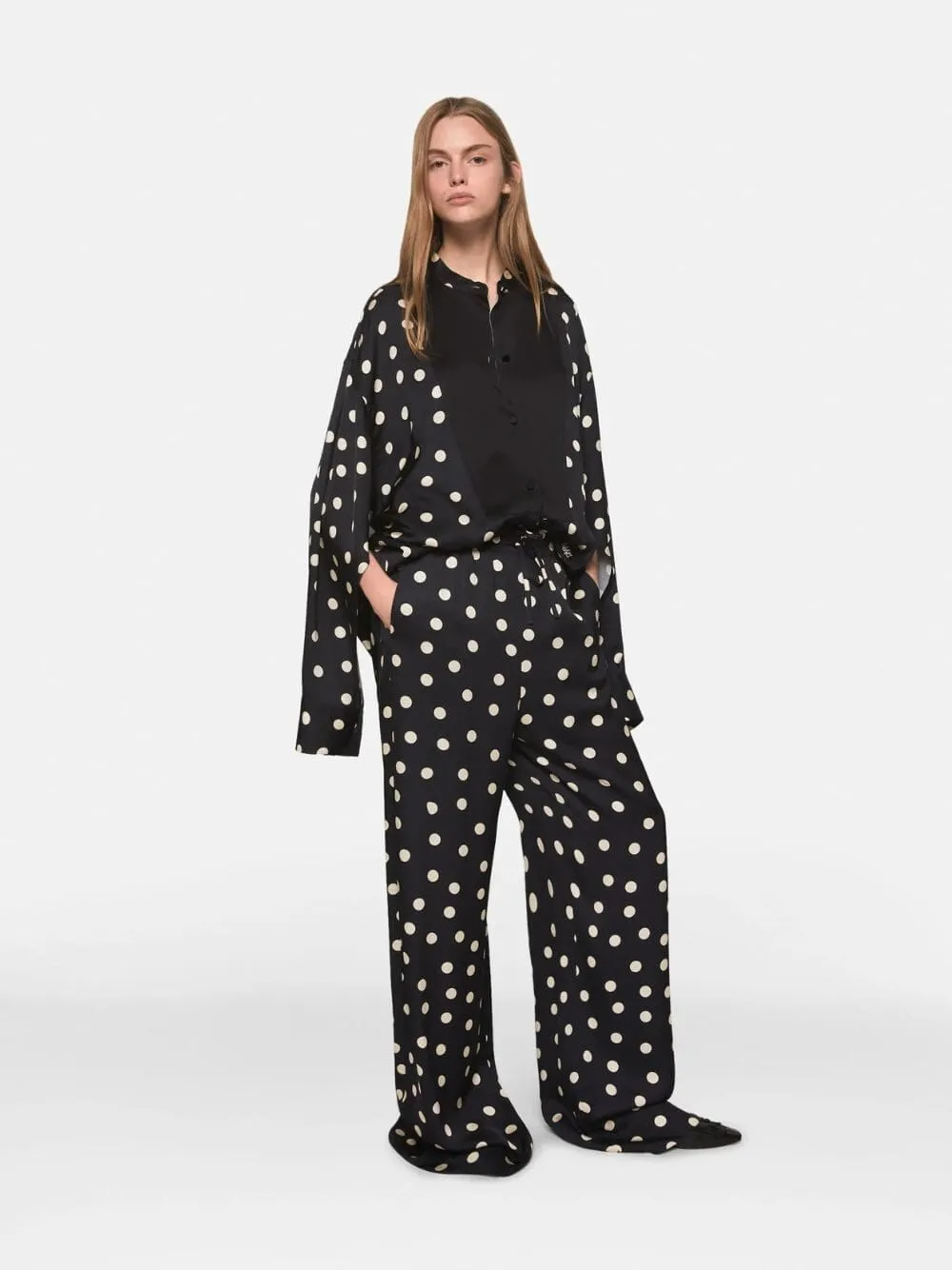 Polka Dot Wide-Leg Trousers