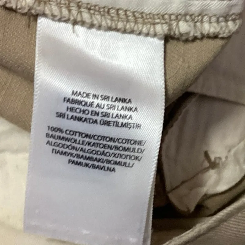 POLO Ralph Lauren Beige Straight Leg Frayed Raw Hem Cropped Trouser Pants Sz 0