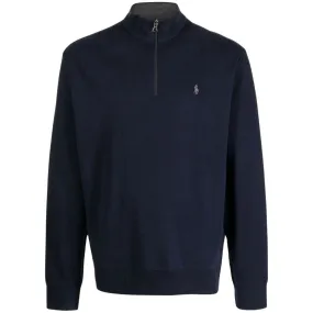 POLO RALPH LAUREN Navy Jersey Quarter-zip Pullover | Menswear Online