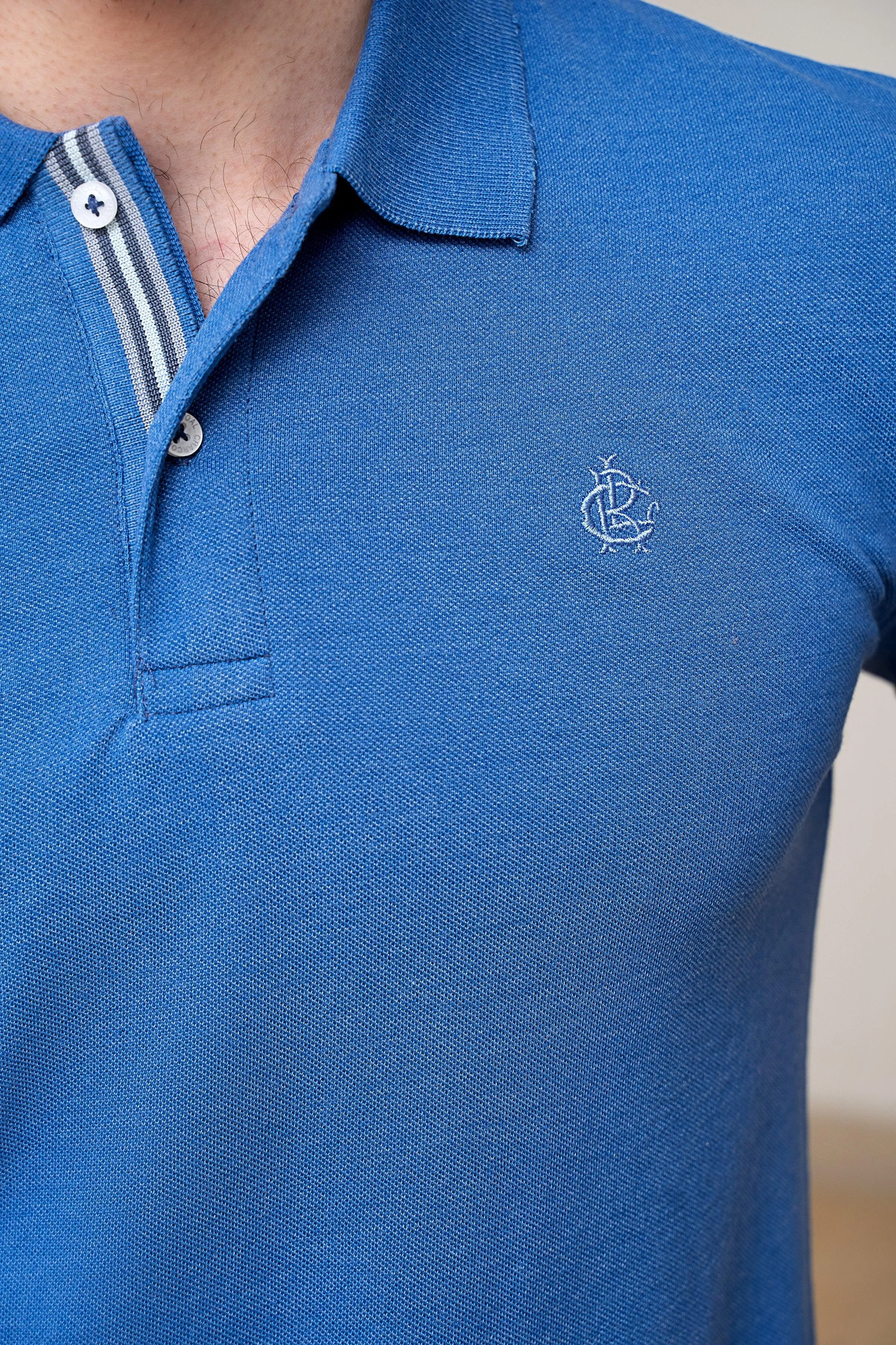 POLO SHIRT PIQUE MELANGE BLUE