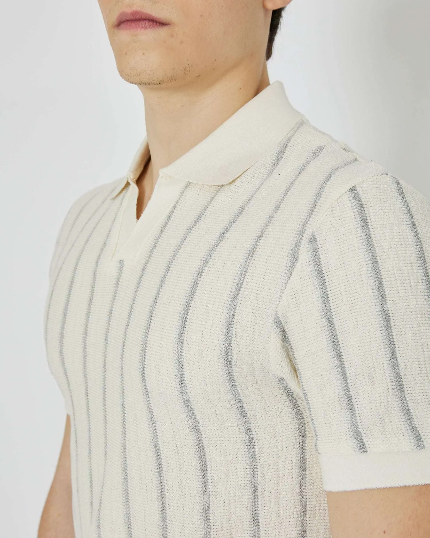 Polo with stripes and V-neck