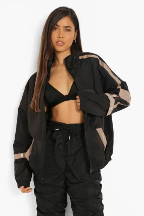 Popper Detail Oversized Windbreaker