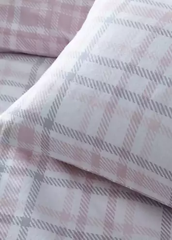 Portfolio Home Tartan Brushed Cotton Duvet Cover Set - Blush | Kaleidoscope