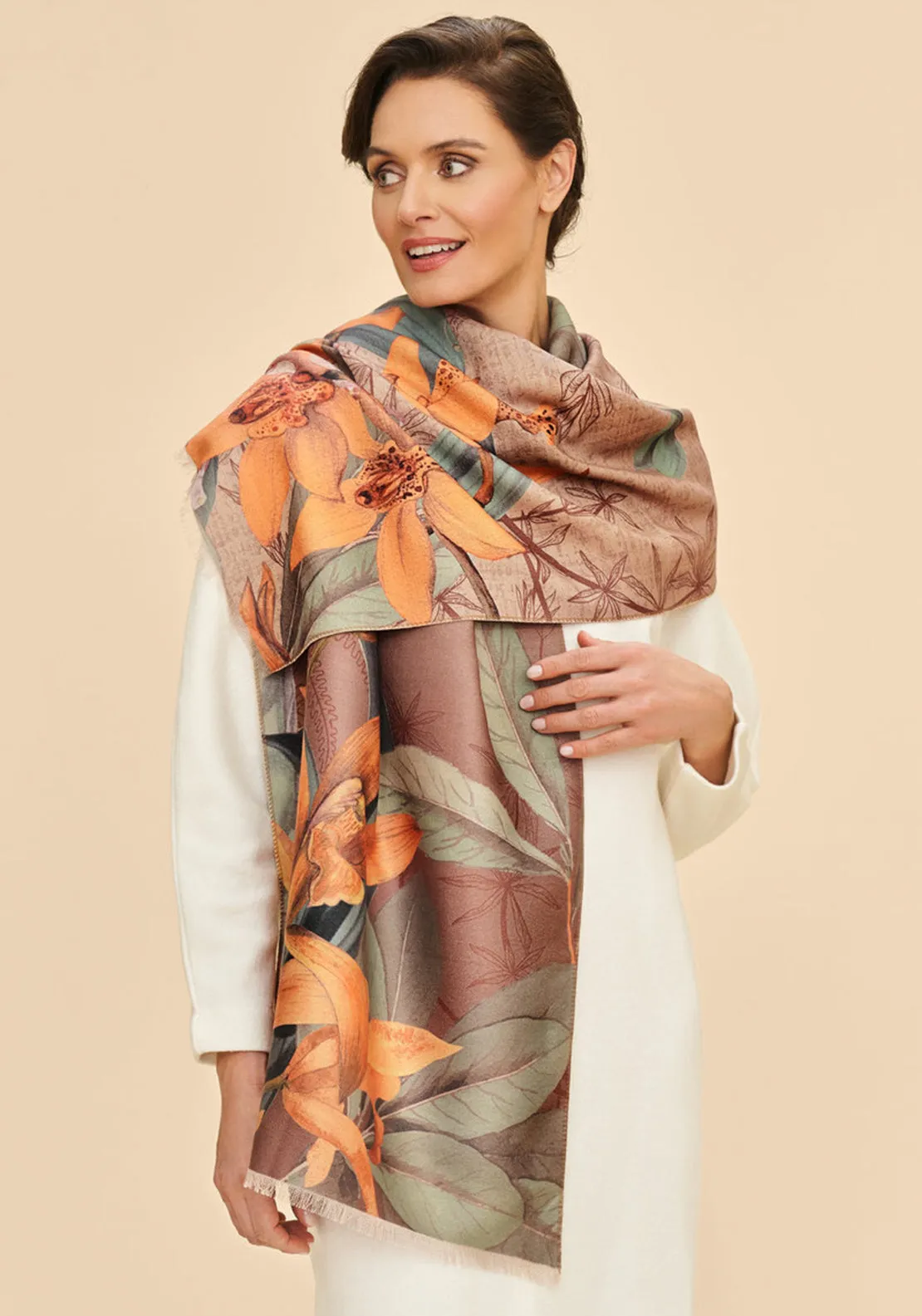 Powder Botany Bliss Luxurious Scarf, Chocolate Multi