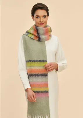 Powder Sammy Cosy Striped Scarf, Green