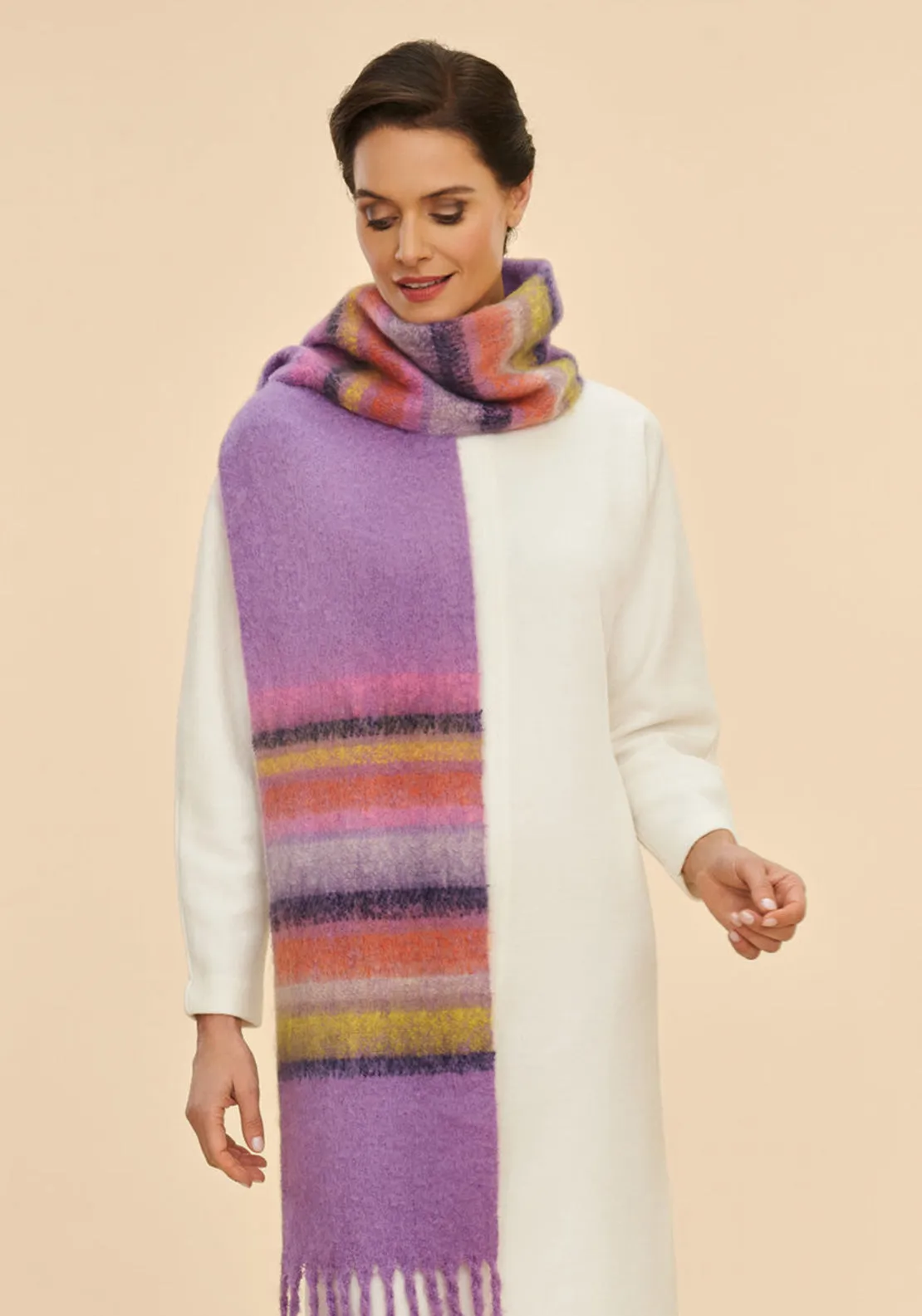 Powder Sammy Striped Cosy Scarf, Purple