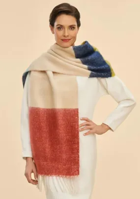 Powder Soho Wool Fringed Scarf, Multicoloured