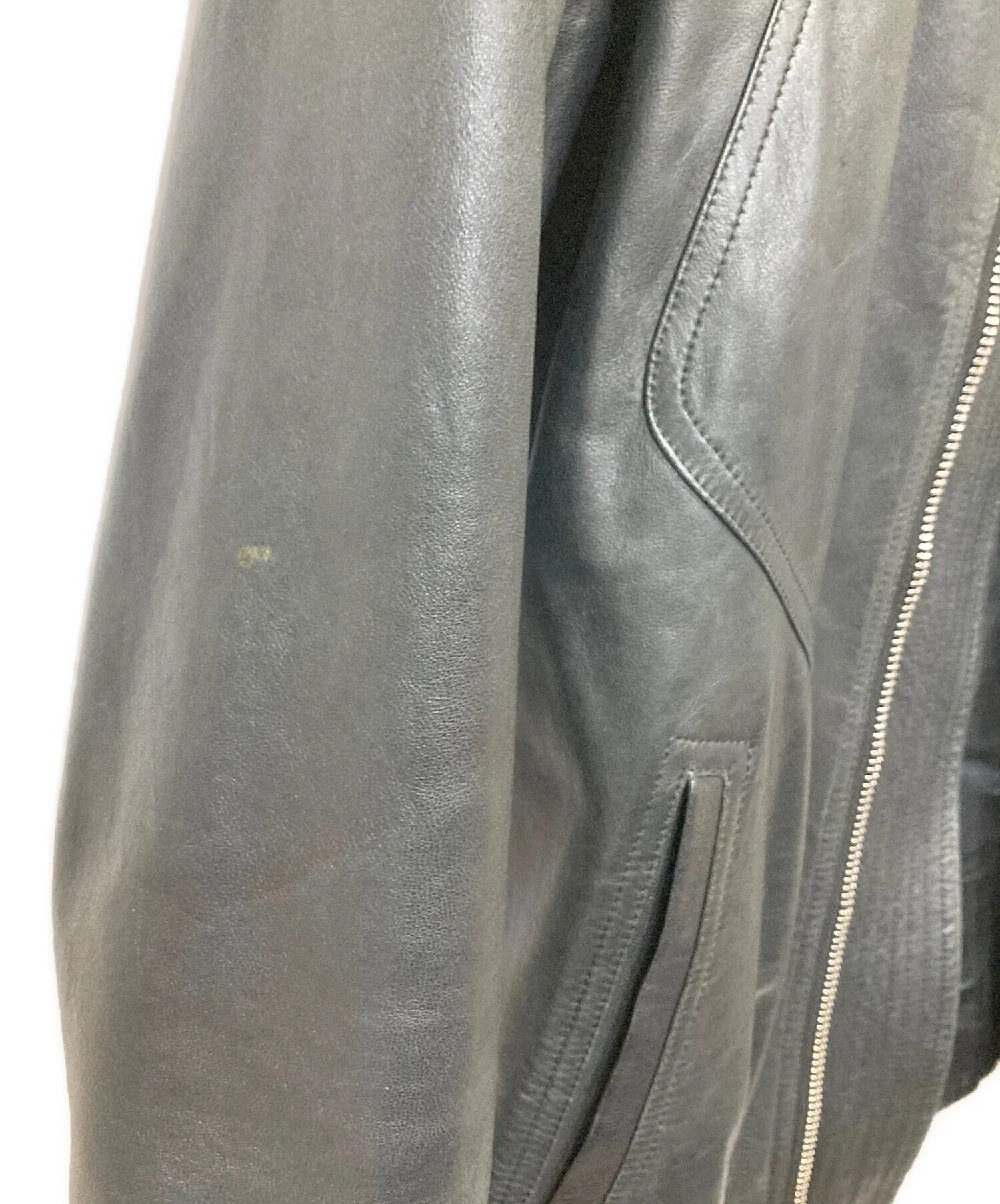 [Pre-owned] RICK OWENS Single Rider Leather Jacket RU14FF2761-LGI