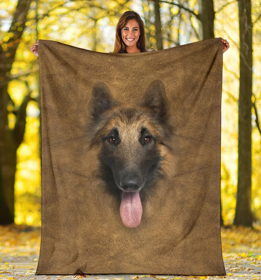 Premium Blanket Tervuren Dog Face Hair Blanket