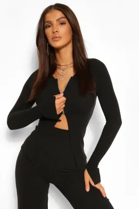 Premium Ribbed Zip Front Cardigan