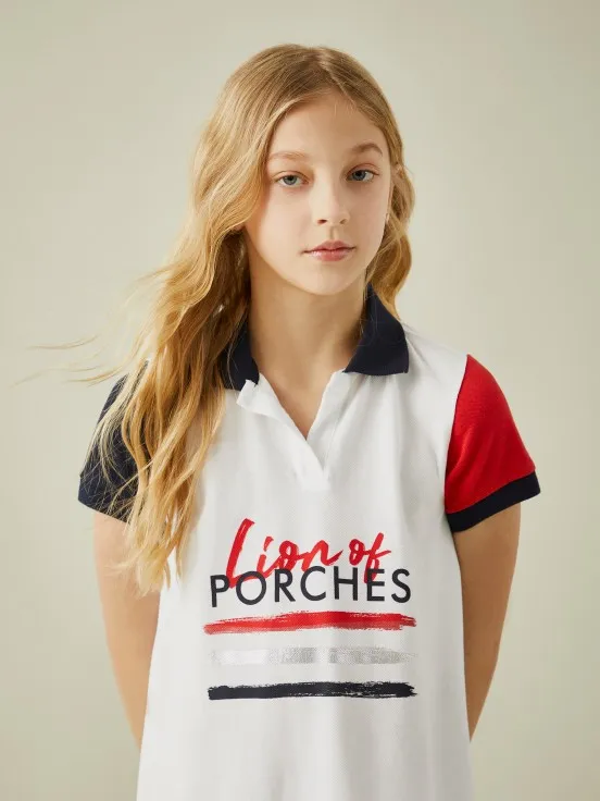 Printed short-sleeved polo dress