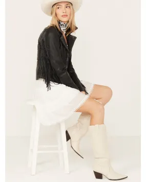 Product Name:  Mauritius Leather Women's Crissy Star and Fringe Detail Leather Jacket