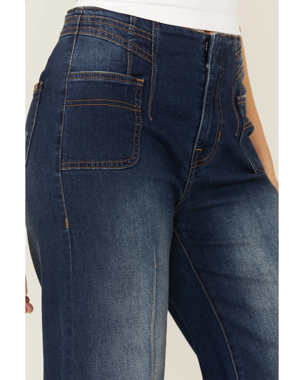 Product Name:  Rock & Roll Denim Women's Palazzo Seamed Front Flare Jeans