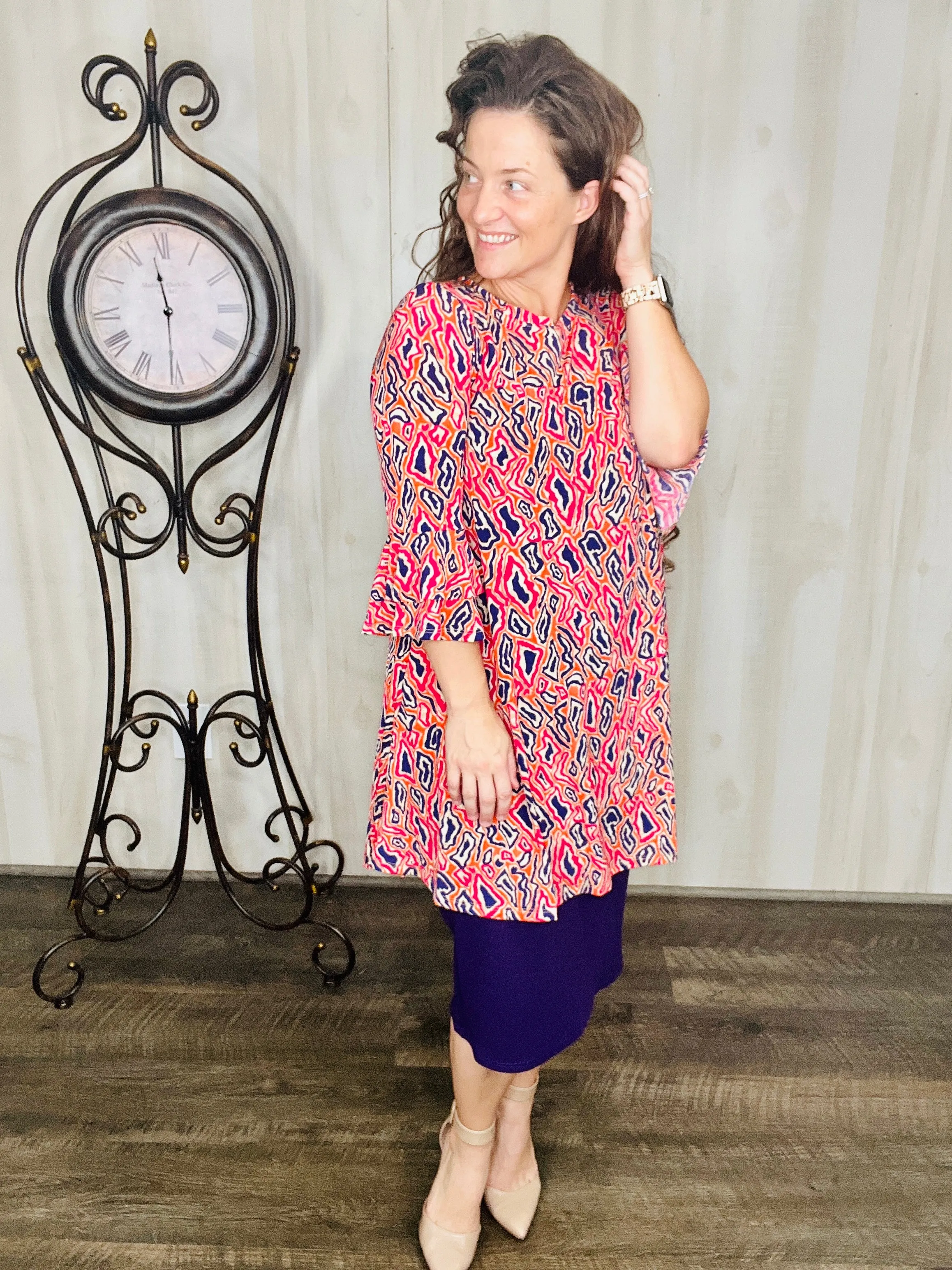 Purple & Orange Abstract Tunic