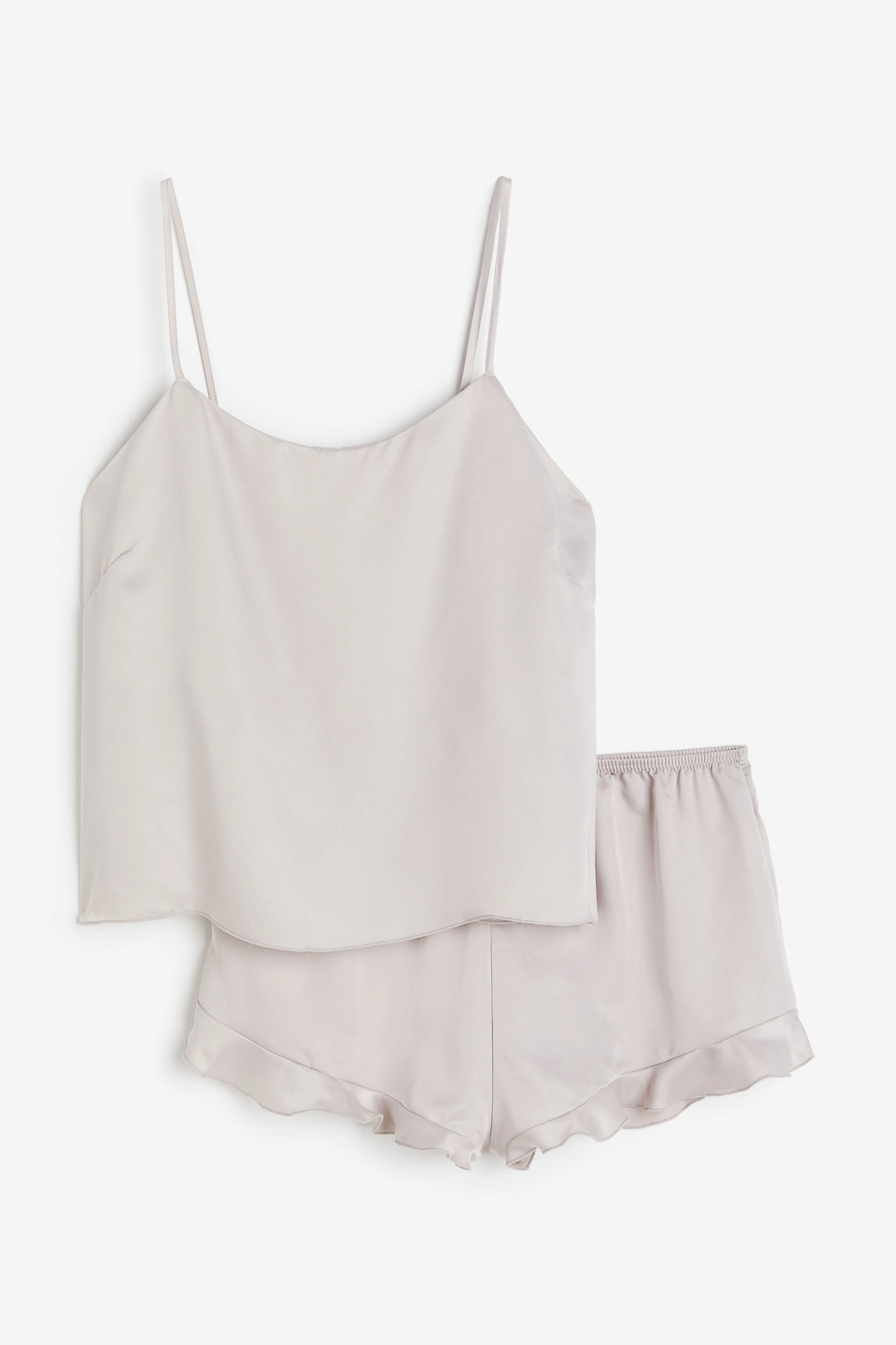 Pyjama cami top and shorts - Deep neckline - Sleeveless - Light grey - Ladies | H&M GB