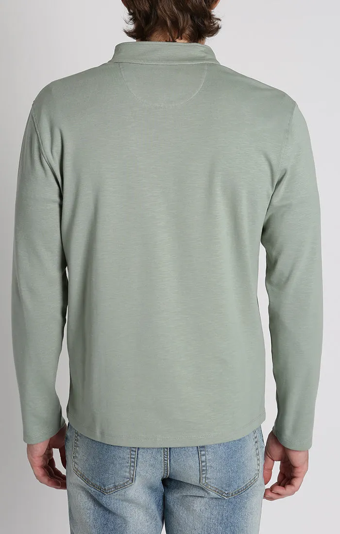 Quarter Zip Stretch Cotton Slub Pullover