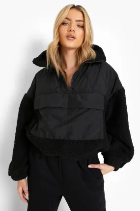 Quilted Faux Fur Panel Jacket