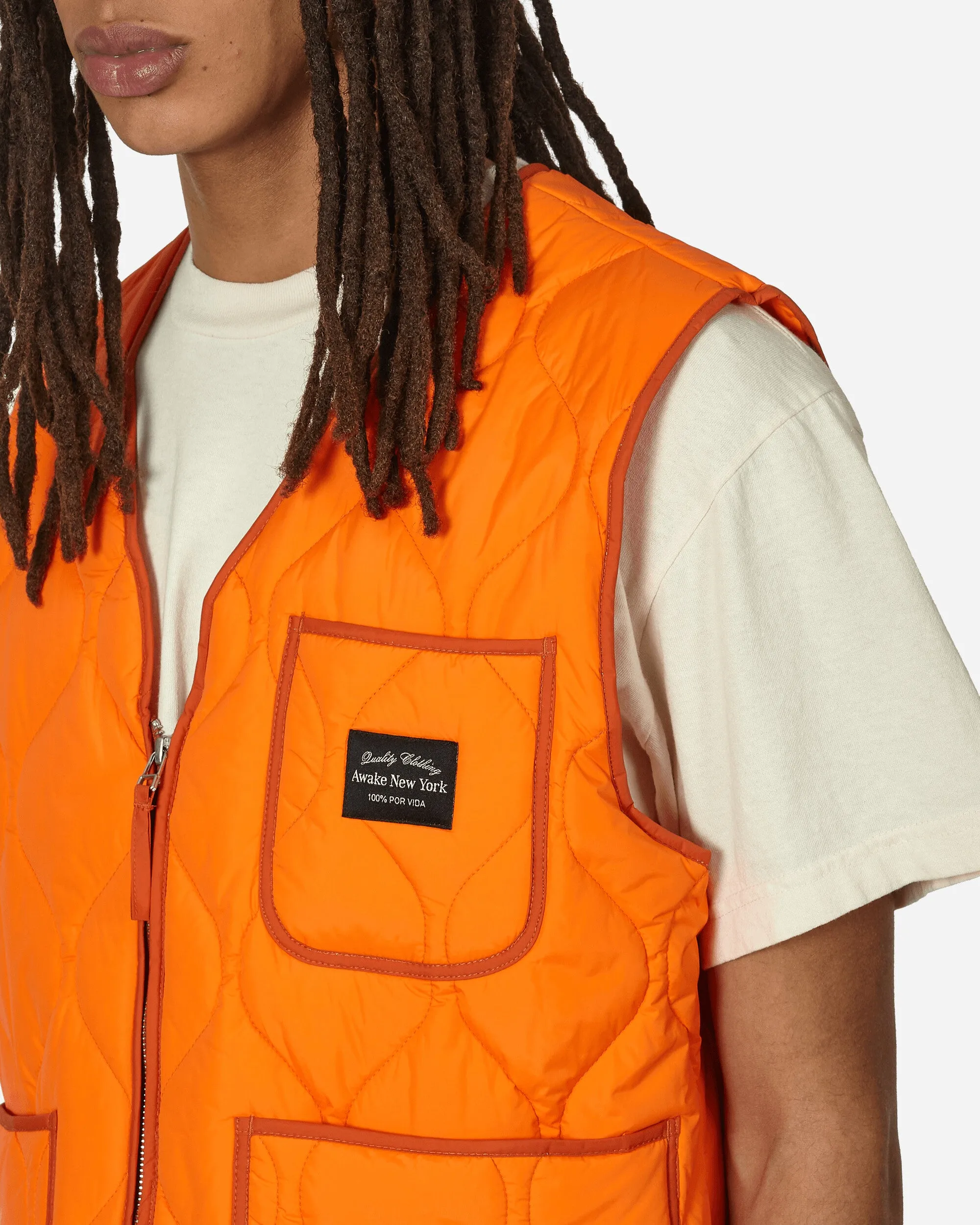 Quilted Nylon Shell Vest Orange