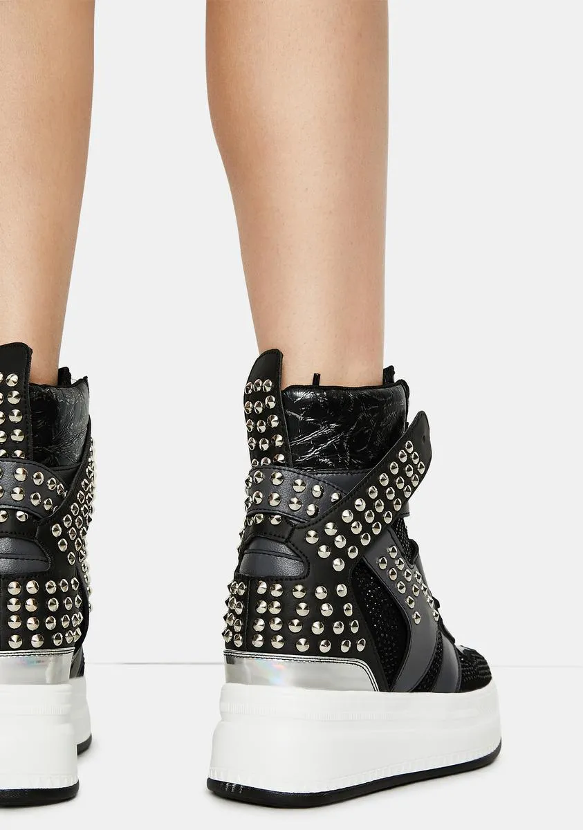 Quince Studded Wedge Sneakers-
