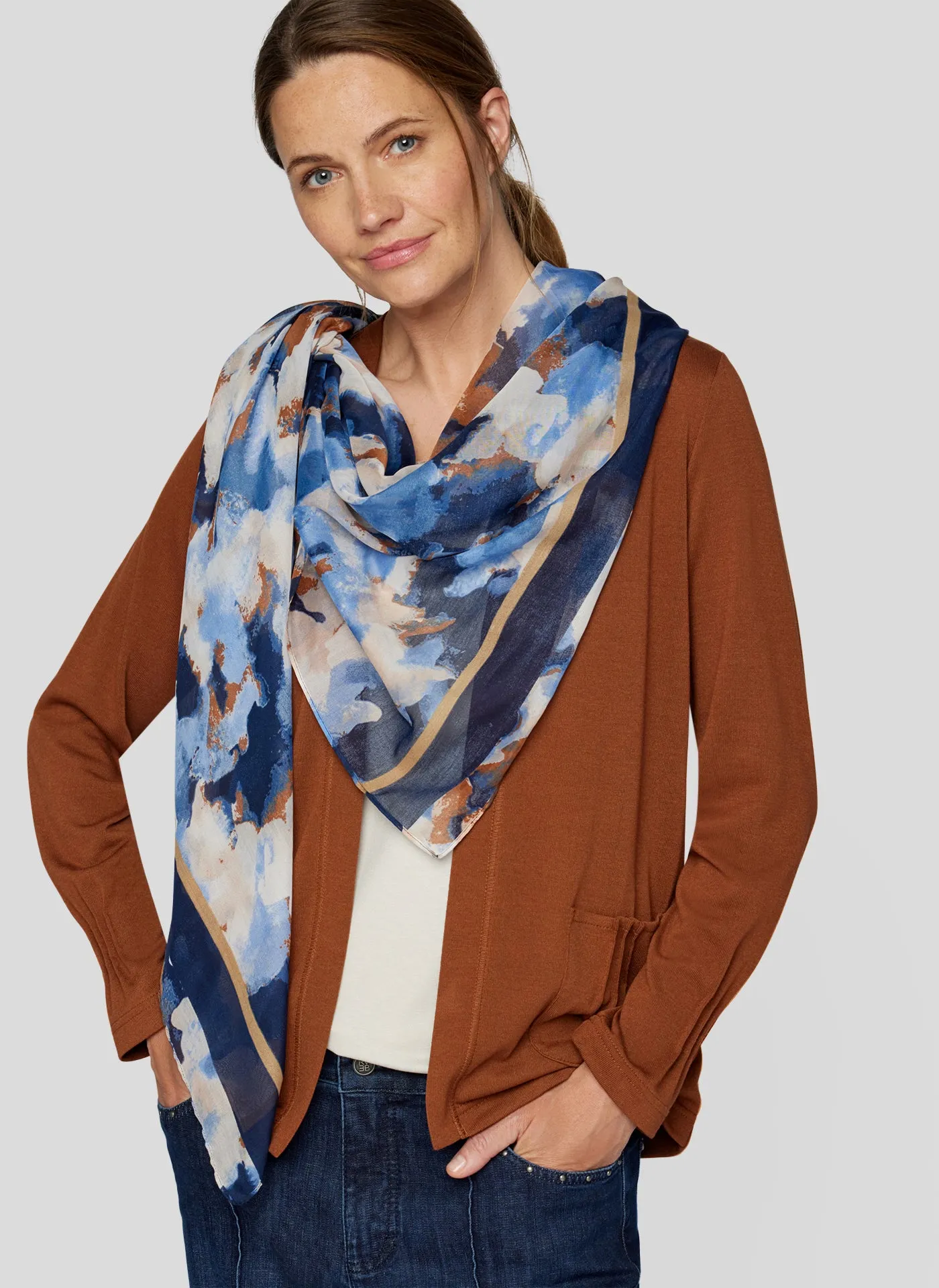 Rabe Abstract Print Scarf, Blue Multi