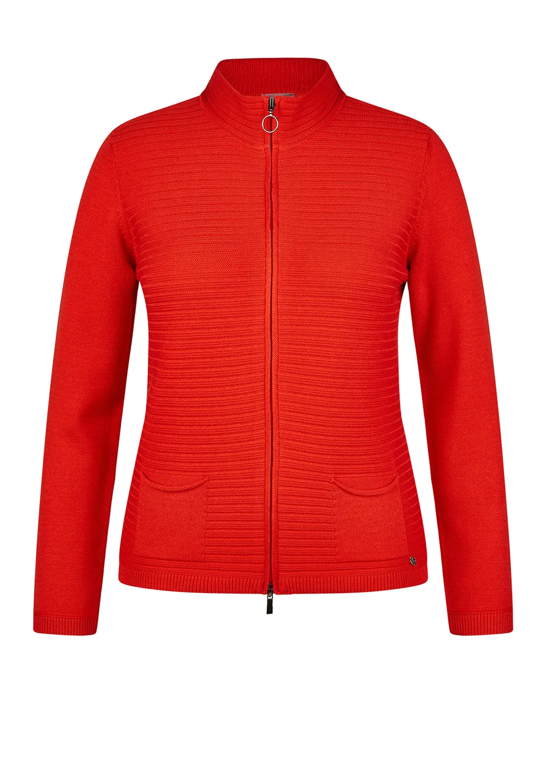 Rabe Knitted Zip Up Cardigan, Red
