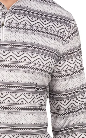 Rafter C Men's Black & Grey Aztec Print 1/4 Zip Pullover