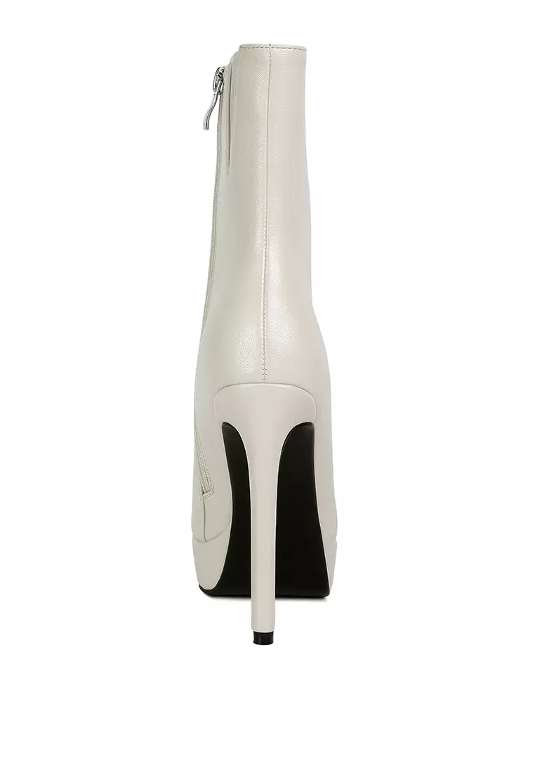 Rag & CO. Beige High Heeled Ankle Boot