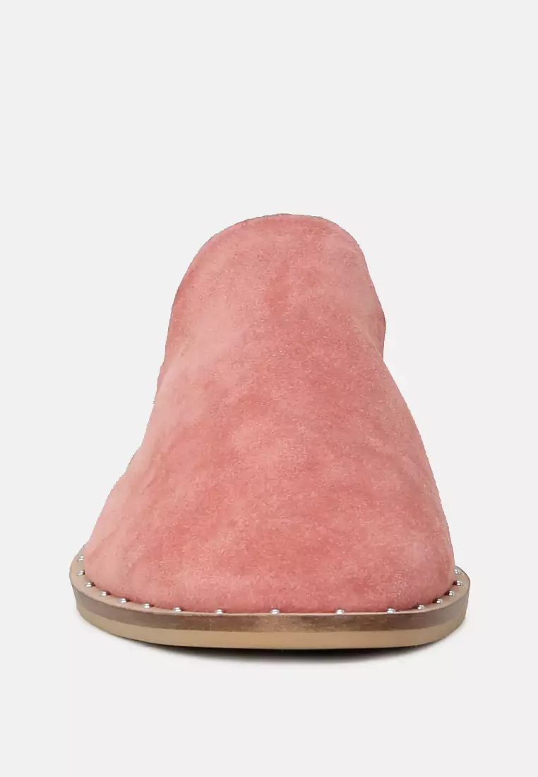 Rag & CO. Fuchsia Suede Leather Mules