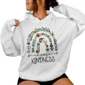 Rainbow Choose Kindness Flowers Plant Lady Women Hoodie