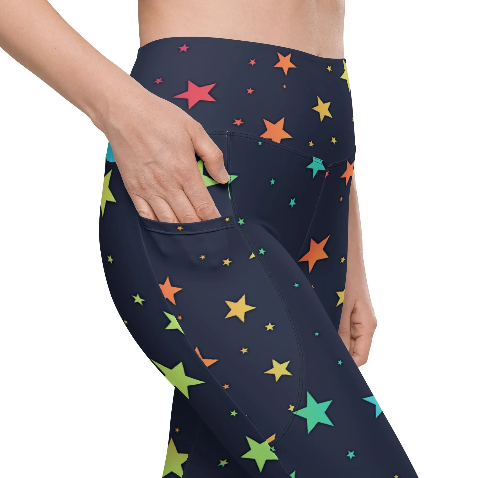 Rainbow Stars Leggings With Pockets