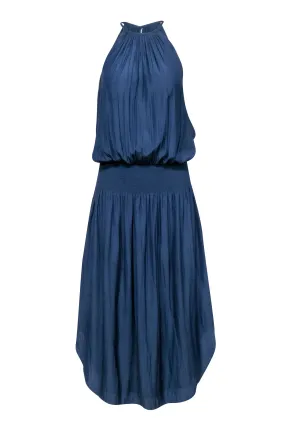 Ramy Brook - Navy Sleeveless Smocked Waist Dress Sz S