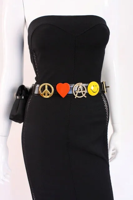 Rare Vintage MOSCHINO Mini Kelly Belt Bag with Peace Love Belt