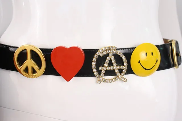 Rare Vintage MOSCHINO Mini Kelly Belt Bag with Peace Love Belt