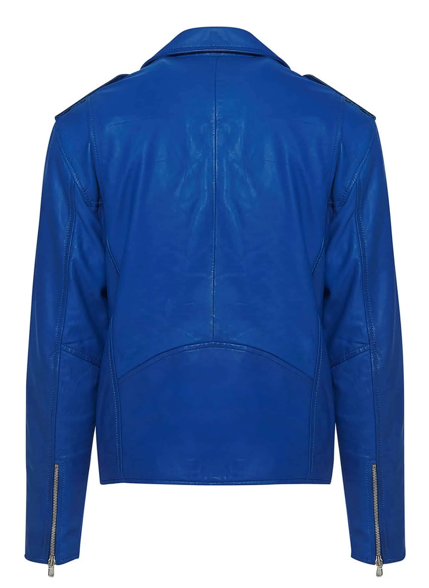 Real Leather Brando - Mens Cross-Zip Brando Jacket-Blue