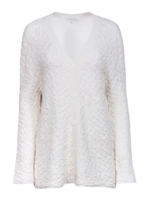 Rebecca Taylor - Ivory Bubble Knit Textured V-Neck Cardigan Sz M
