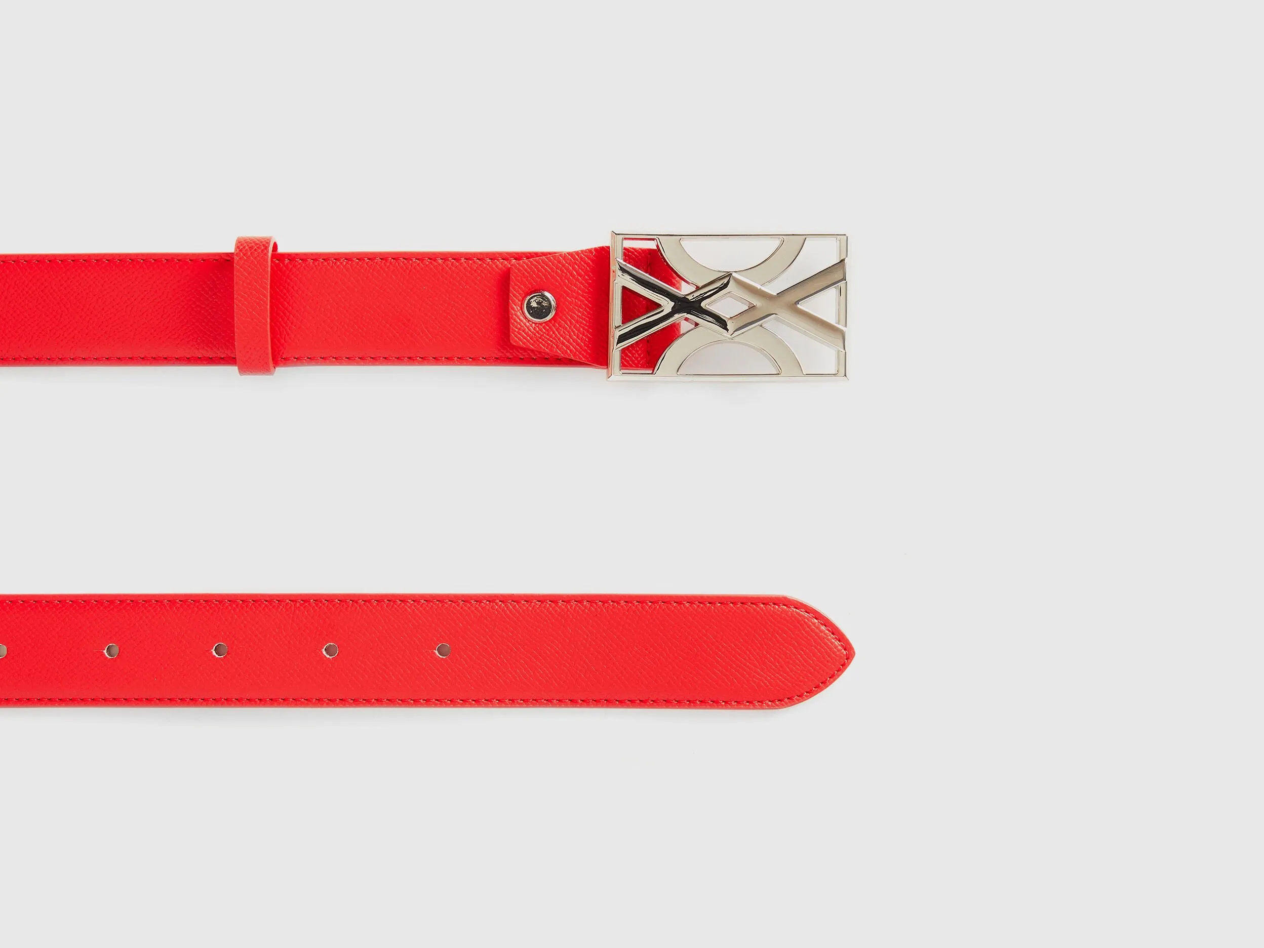 Red belt with logoed buckle - Red | Benetton