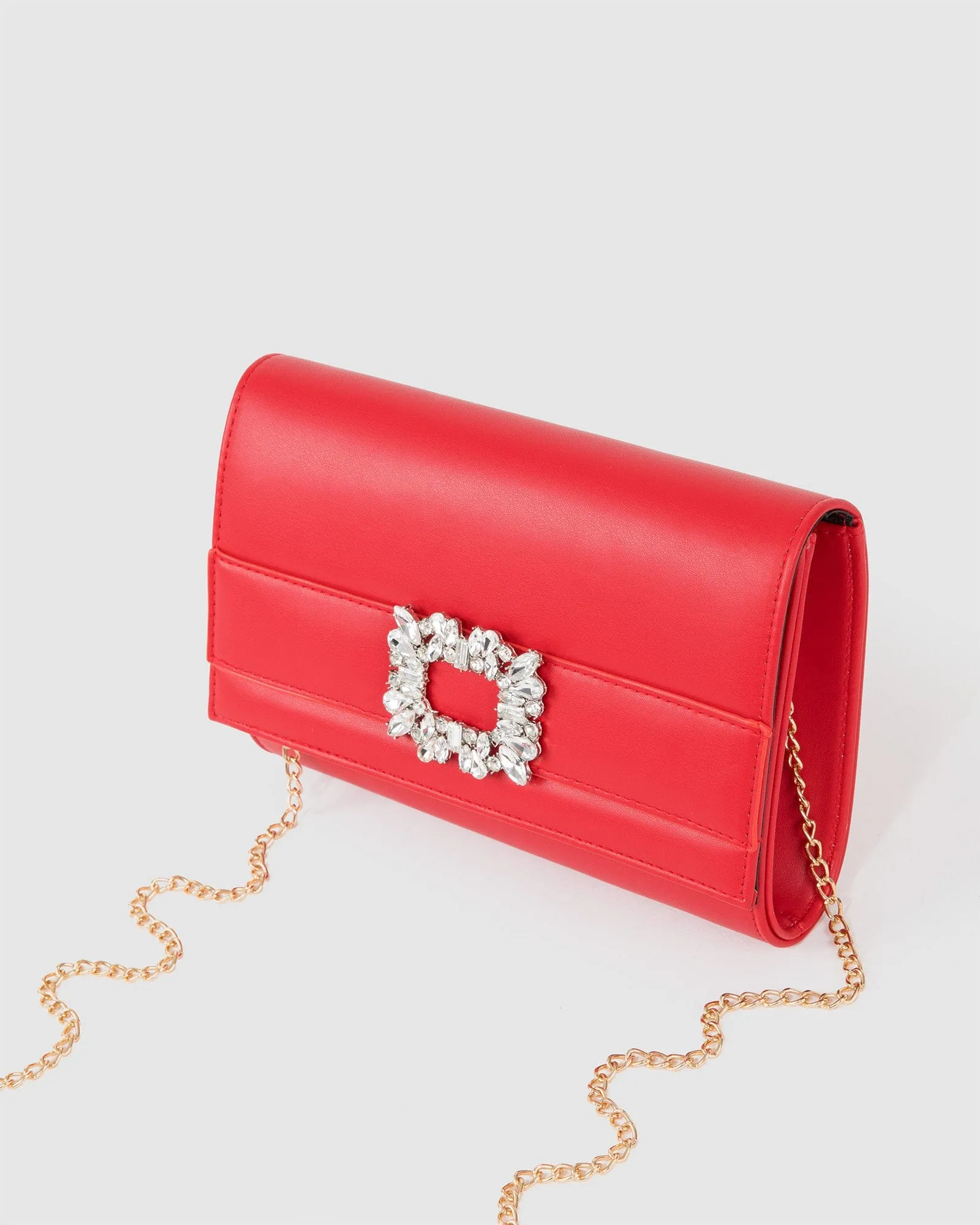Red Eve Crystal Buckle Clutch Bag