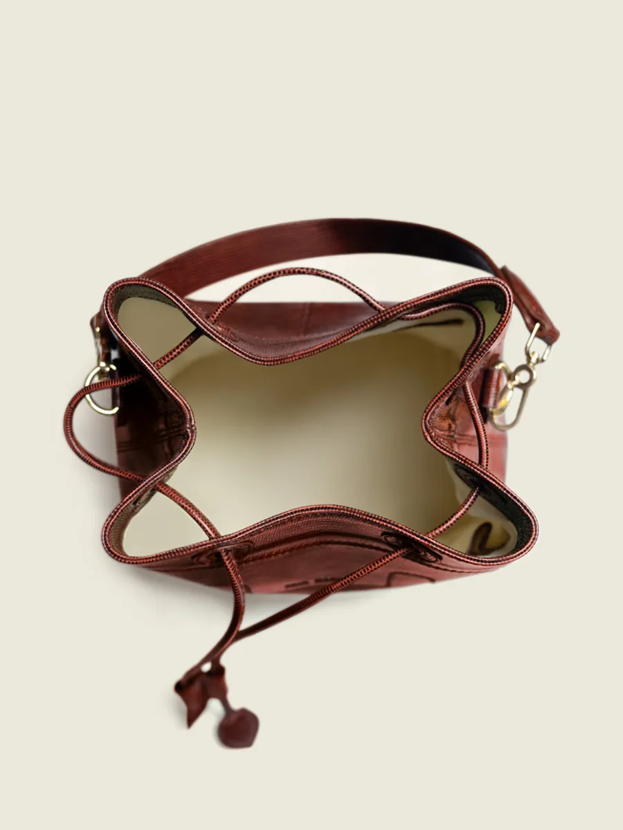 Red Leather Bucket Bag for Women - Capucine 1960 Garnet | PAUL MARIUS